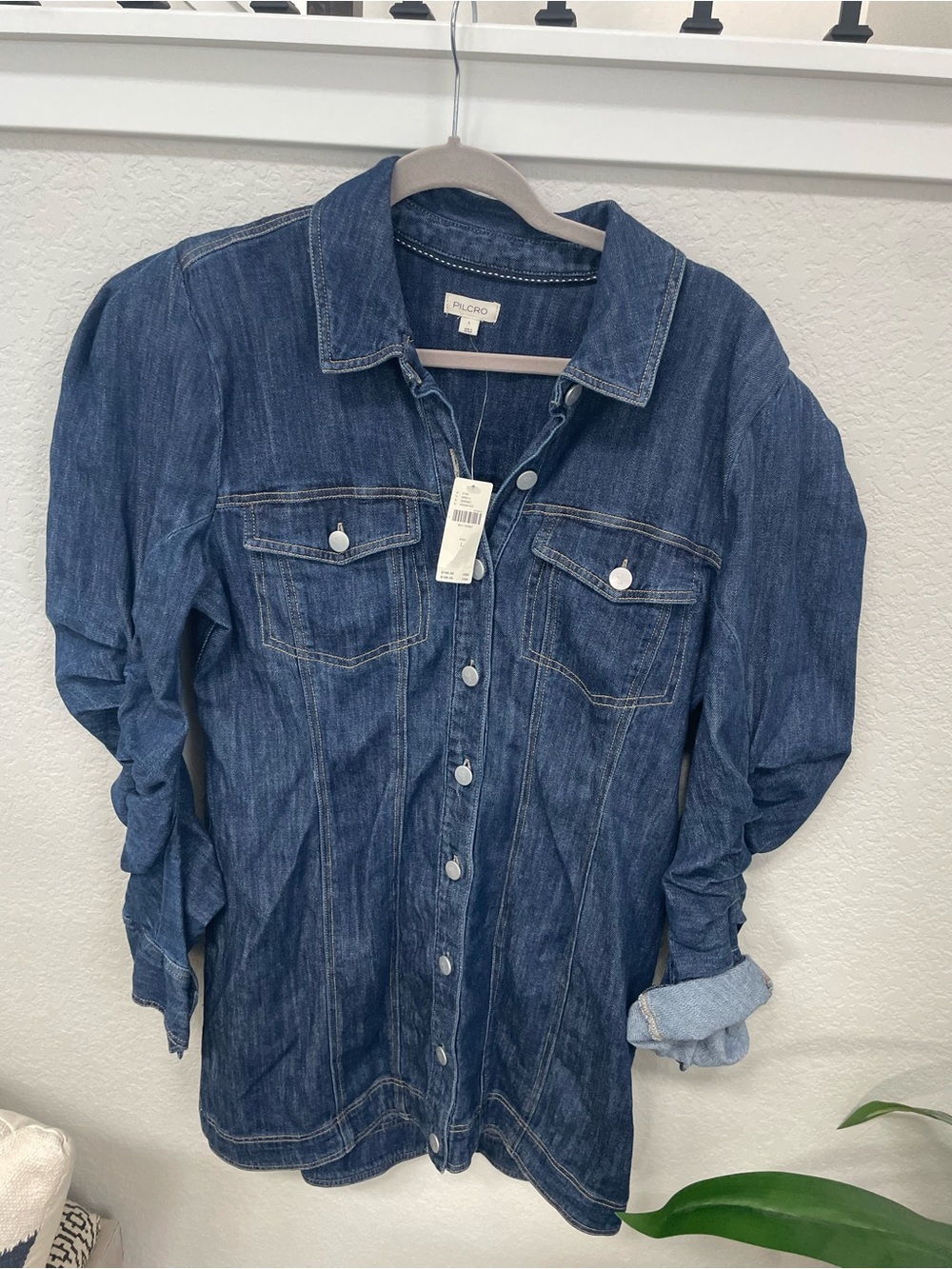 Pilcro button front denim mini dress NWT Large